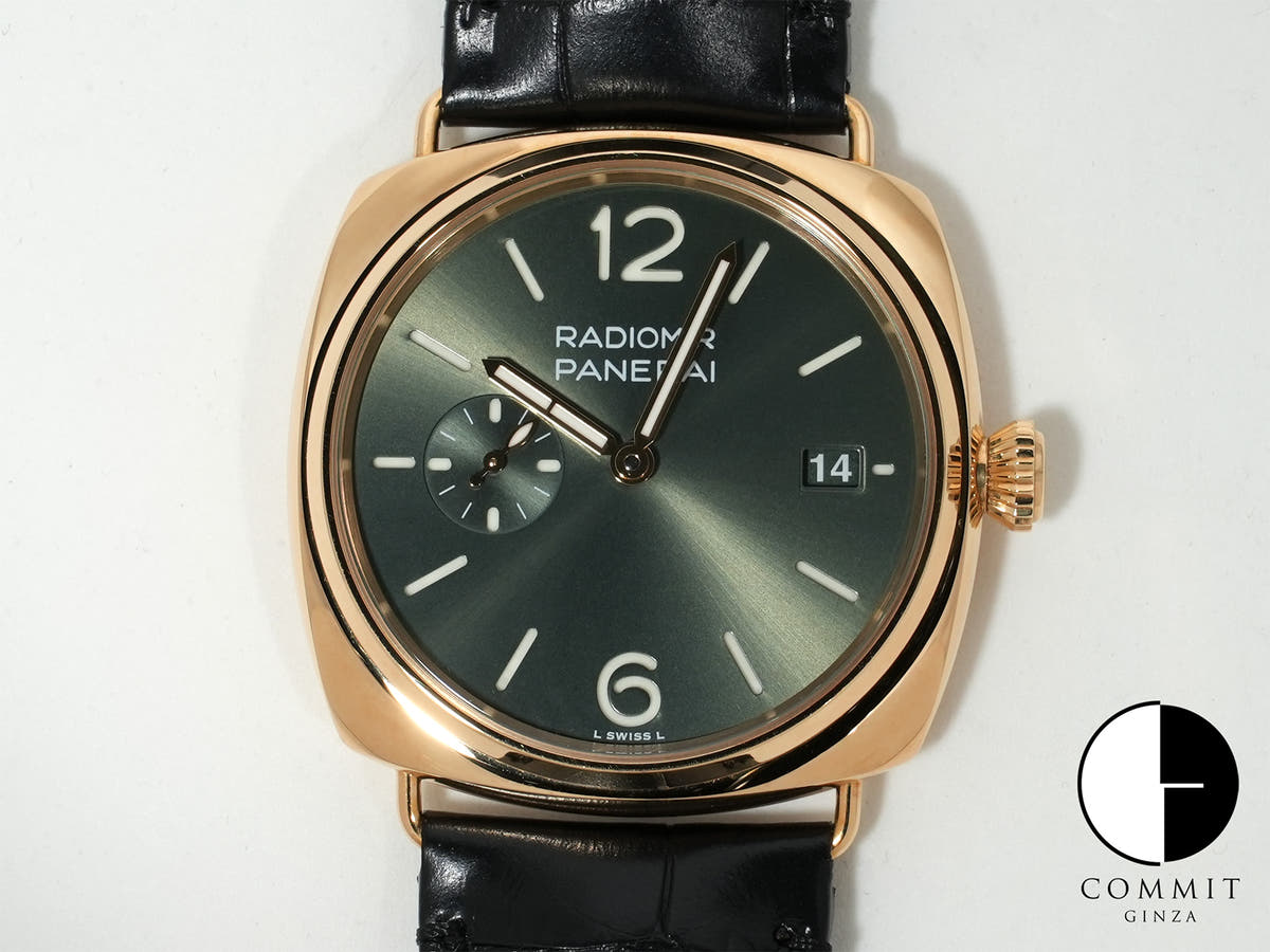 パネライ ラジオミール クアランタ イエローゴールド Ref.PAM01437 イエローゴールド グリーン文字盤 美中古 ndcnvp9s