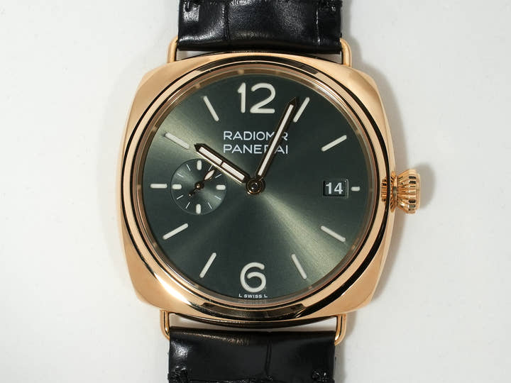 パネライ ラジオミール クアランタ イエローゴールド Ref.PAM01437 イエローゴールド グリーン文字盤 美中古 ndcnvp9s