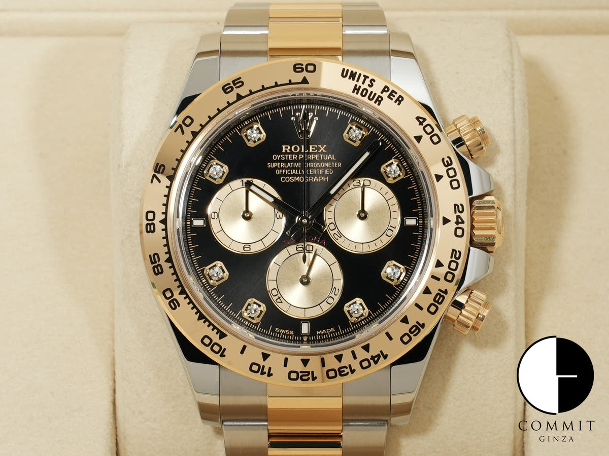 ロレックス デイトナ Ref.126503G ステンレススチール/イエローゴールド ブラックxゴールデンx8Pダイヤ文字盤