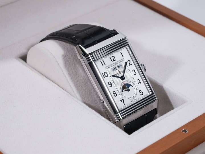 ジャガールクルト グランドレベルソ カレンダー Ref.Q3758420 SS シルバー文字盤 美品 fktks9np