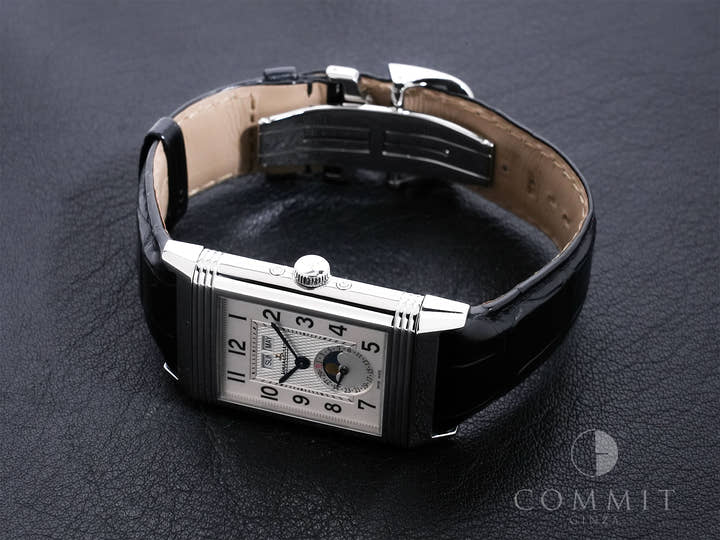 ジャガールクルト グランドレベルソ カレンダー Ref.Q3758420 SS シルバー文字盤 美品 fktks9np