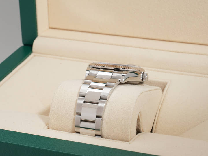 Rolex Datejust 36 Ref. 126234 Stainless Steel/White Gold Bright Blue Fluted Motif Dial