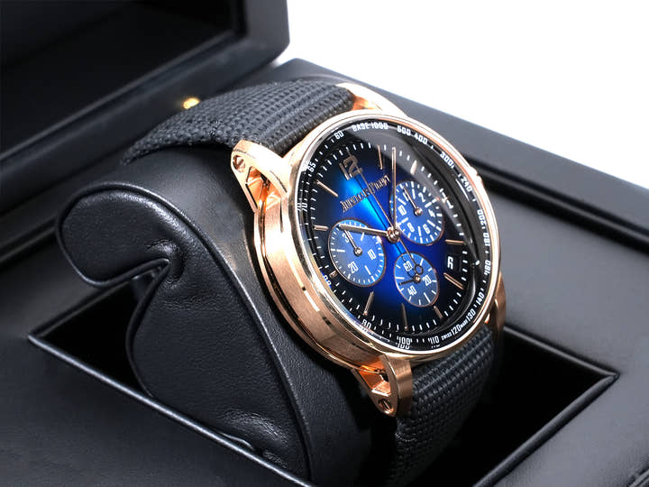 Audemars Piguet CODE 11.59 by Audemars Piguet Chronograph Ref. 26393OR.OO.A002KB.03 Pink Gold Blue Dial