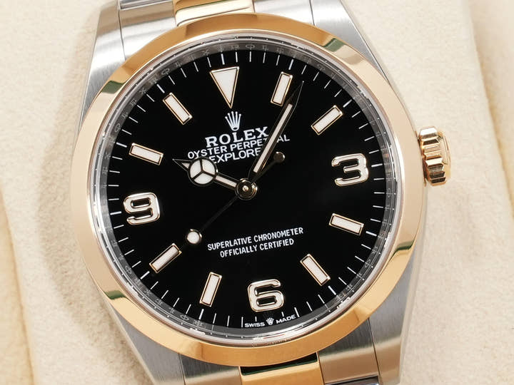 ロレックス エクスプローラー36 Ref.124273 ステンレススチール/イエローゴールド ブラック文字盤
