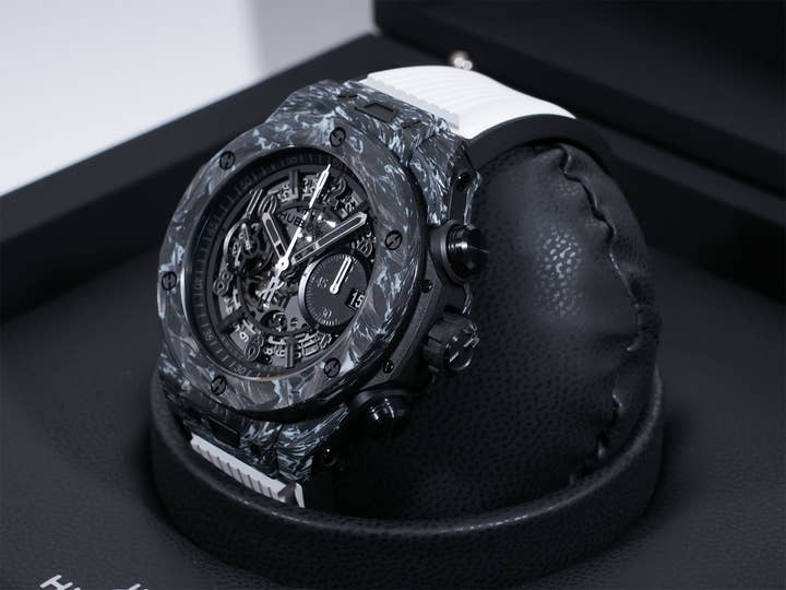 ウブロ ビッグバン ウニコ カーボン ホワイト Ref.421.QW.1110.RX.JPN CARBON WHITE スケルトン文字盤 美品 sfbh3cdg