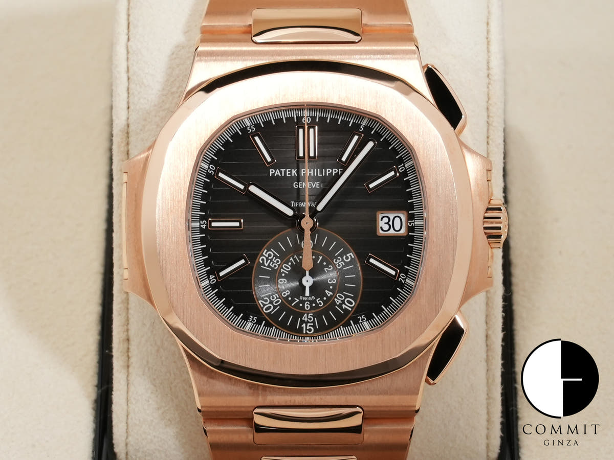 パテックフィリップ ノーチラス クロノグラフ TIFFANY&CO. Ref.5980/1R-001 ローズゴールド ブラックグラデーション文字盤