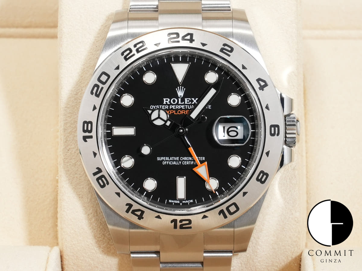 ロレックス エクスプローラーII Ref.216570 ステンレススチール ブラック文字盤 オイスターブレスレット 中古 rehpq9n3