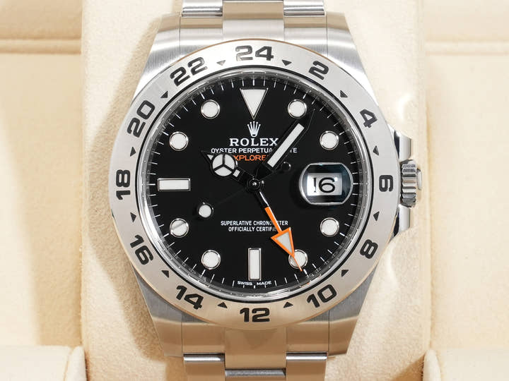 ロレックス エクスプローラーII Ref.216570 ステンレススチール ブラック文字盤 オイスターブレスレット 中古 rehpq9n3