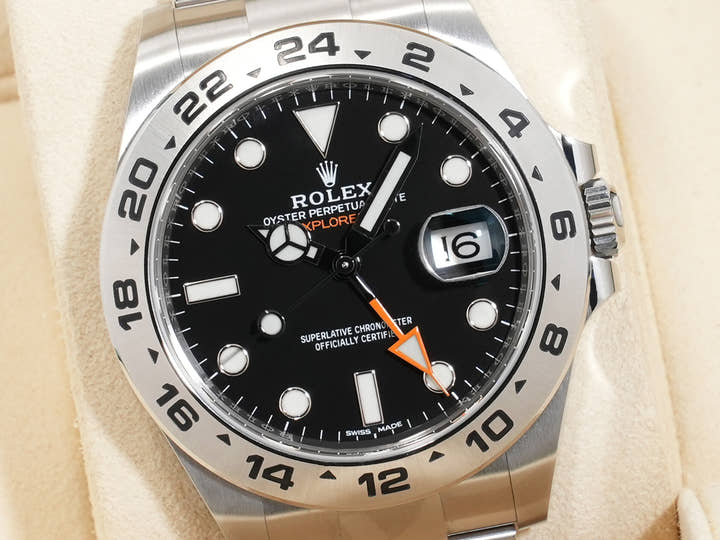 ロレックス エクスプローラーII Ref.216570 ステンレススチール ブラック文字盤 オイスターブレスレット 中古 rehpq9n3