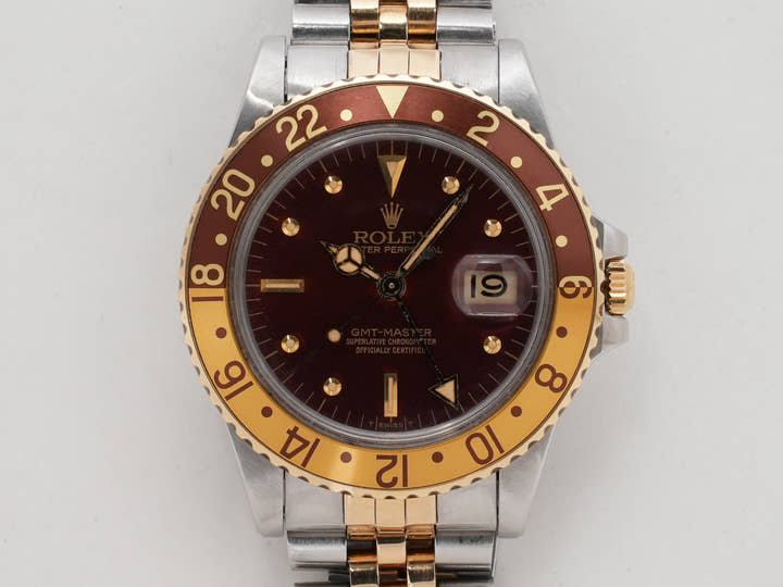 ロレックス GMTマスター Ref.16753 ステンレススチール/イエローゴールド ブラウン文字盤 ジュビリーブレスレット