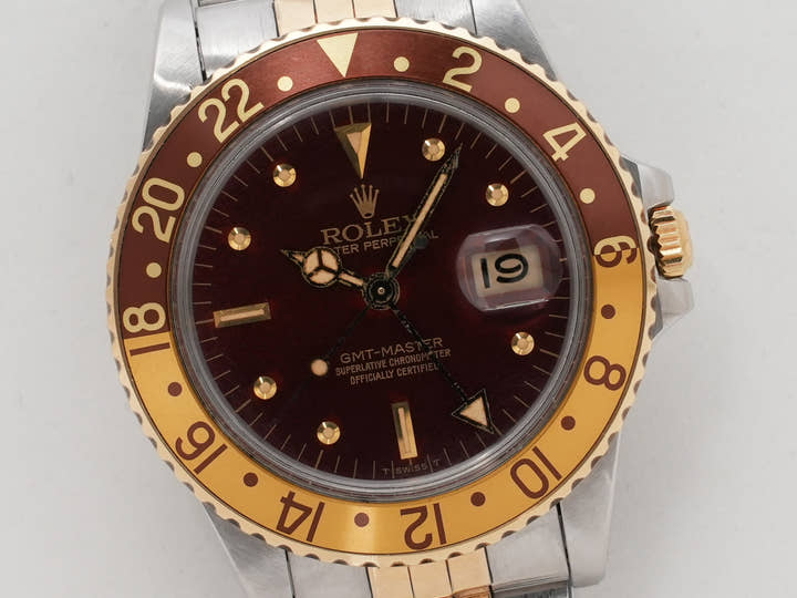 ロレックス GMTマスター Ref.16753 ステンレススチール/イエローゴールド ブラウン文字盤 ジュビリーブレスレット