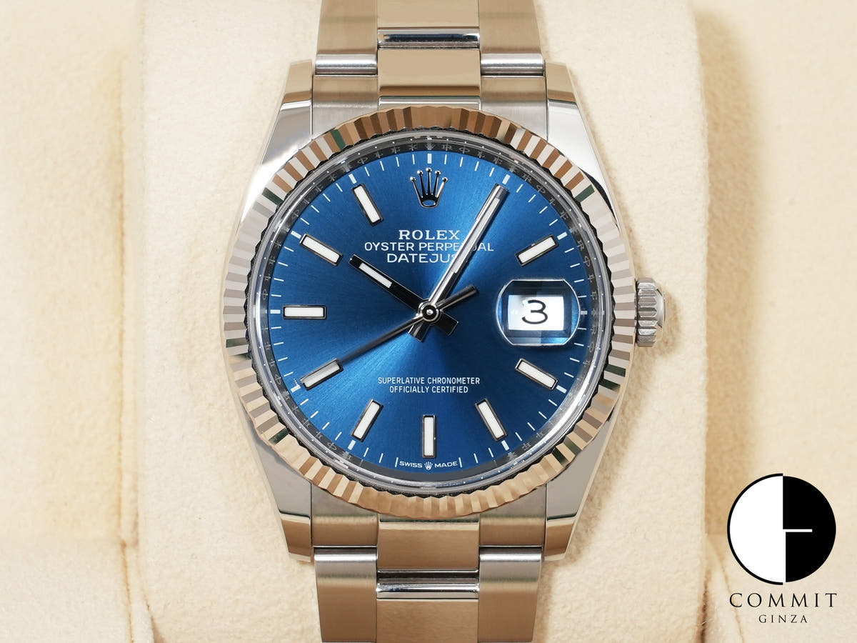 Rolex Datejust 36 Ref. 126234 Stainless Steel/White Gold Bright Blue Dial Oyster Bracelet