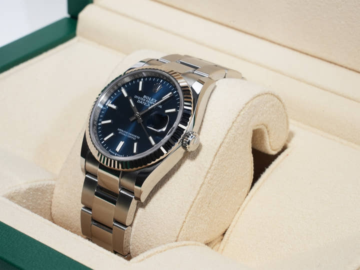 Rolex Datejust 36 Ref. 126234 Stainless Steel/White Gold Bright Blue Dial Oyster Bracelet
