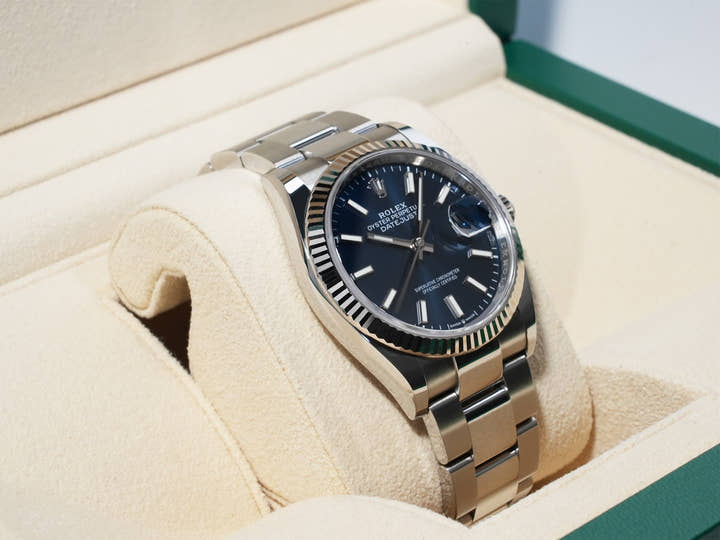 Rolex Datejust 36 Ref. 126234 Stainless Steel/White Gold Bright Blue Dial Oyster Bracelet