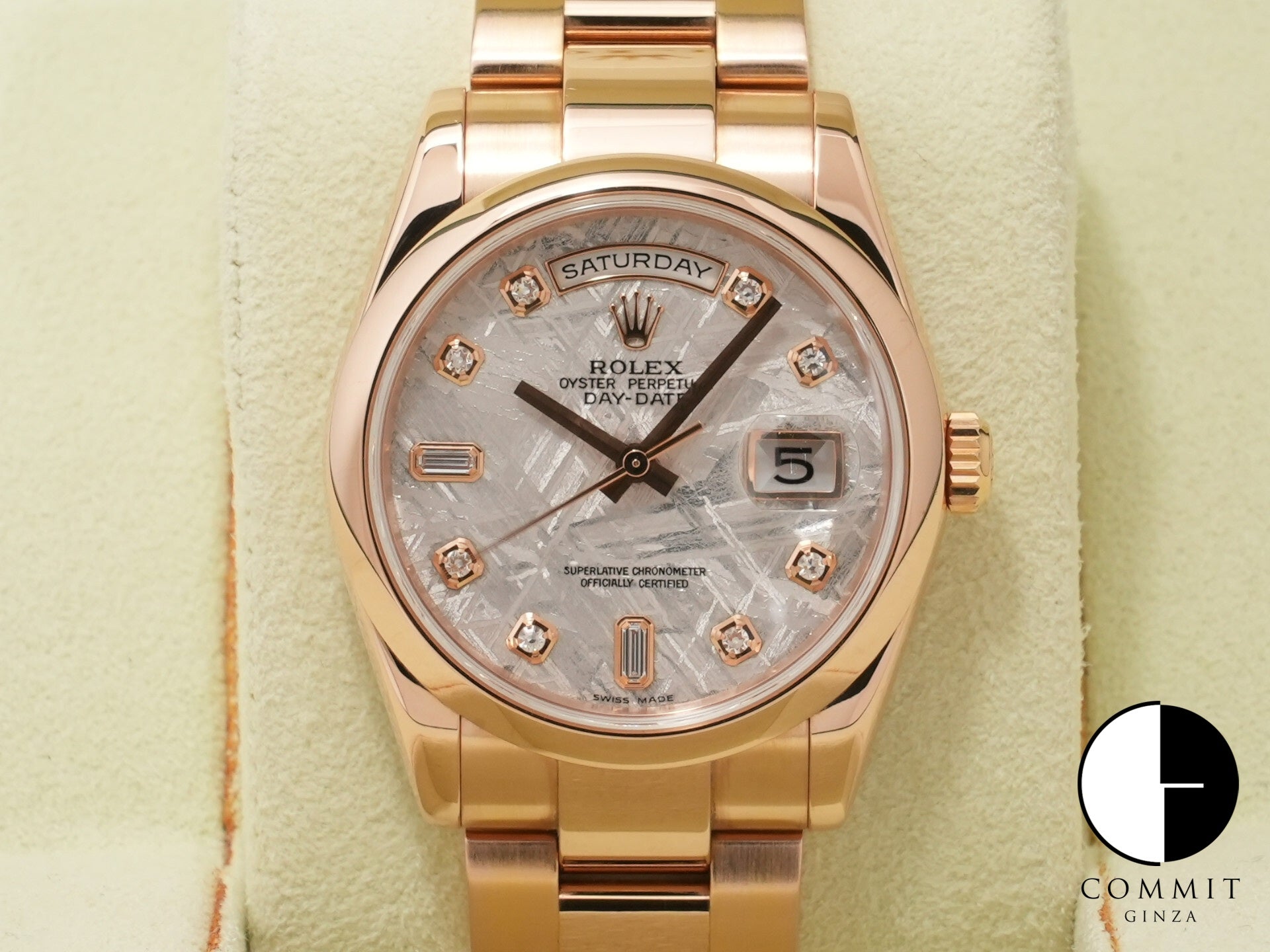作家さんの灯り ロレックス Daydate Ref-118205 PINK GOLD BLACK DIAL Sir-D（RD