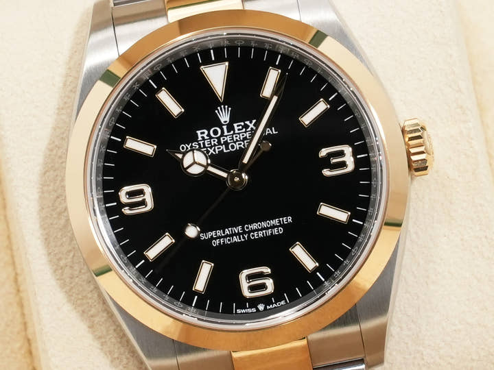 ロレックス エクスプローラー36 Ref.124273 ステンレススチール/イエローゴールド ブラック文字盤