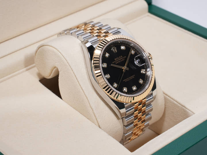 Rolex Datejust 41 Ref. 126333G Stainless Steel/Yellow Gold Bright Black 10 Diamond Dial, Excellent Condition 8izwqt8n