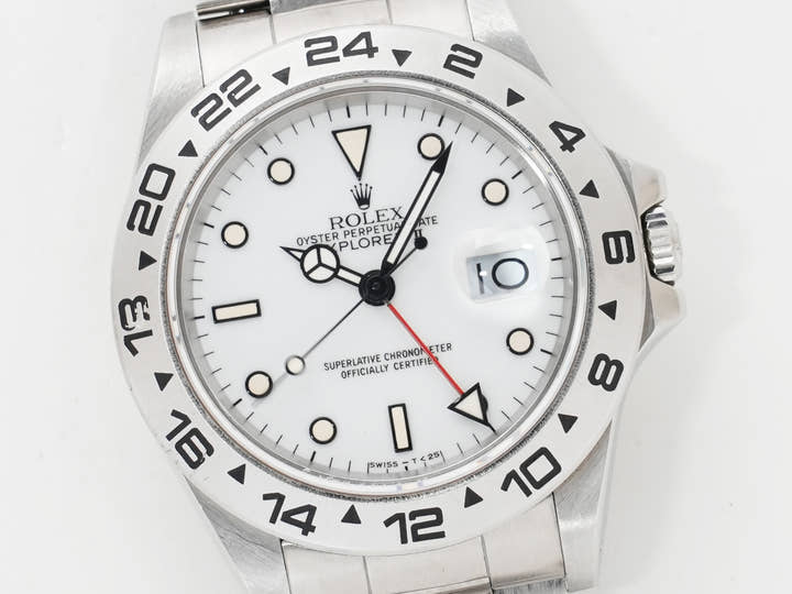ロレックス エクスプローラーII Ref.16550 ステンレススチール ホワイト文字盤 オイスターブレスレット 中古 xp8mrymf