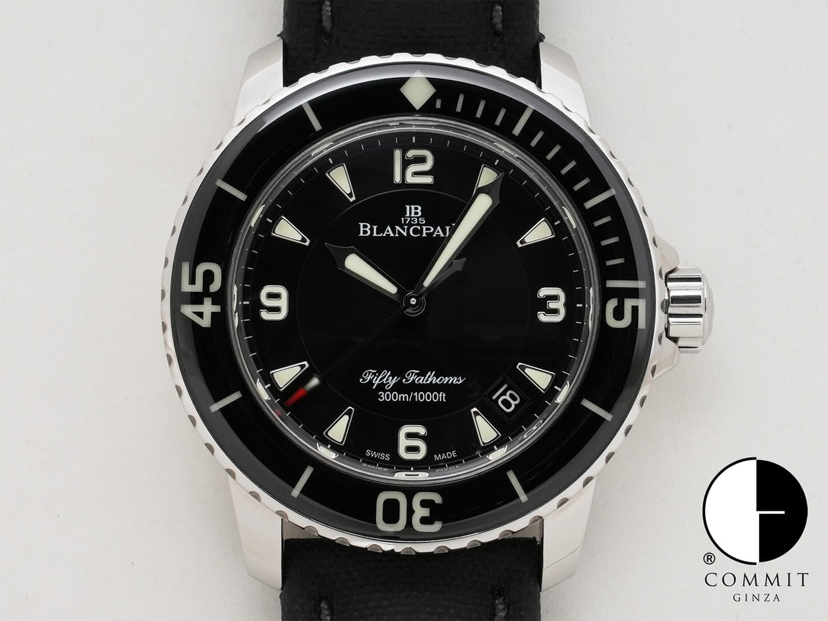 ブランパン フィフティ ファゾムス オートマティック Ref.5015-1130-52A ステンレススチール ブラック文字盤 美品 xpsyn8uu