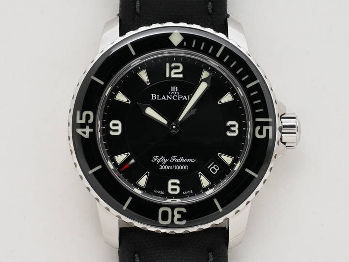 ブランパン フィフティ ファゾムス オートマティック Ref.5015-1130-52A ステンレススチール ブラック文字盤 美品 xpsyn8uu