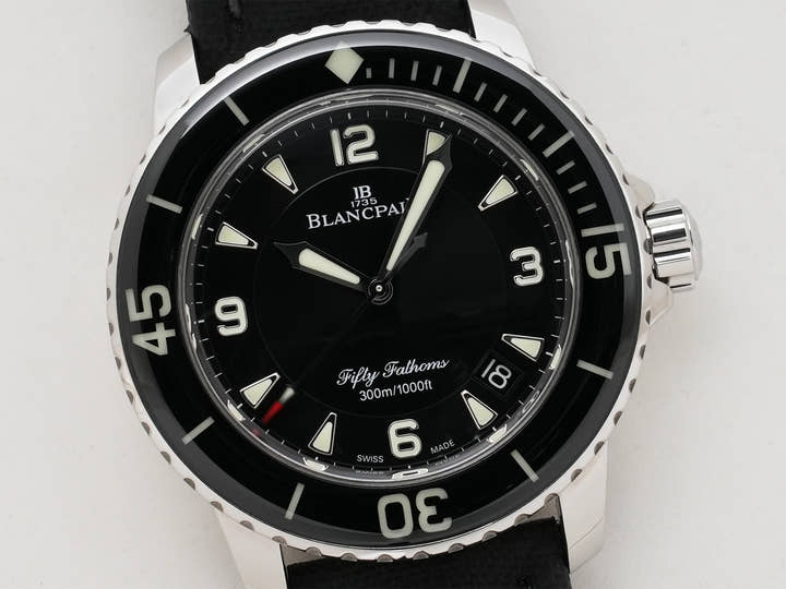 ブランパン フィフティ ファゾムス オートマティック Ref.5015-1130-52A ステンレススチール ブラック文字盤 美品 xpsyn8uu