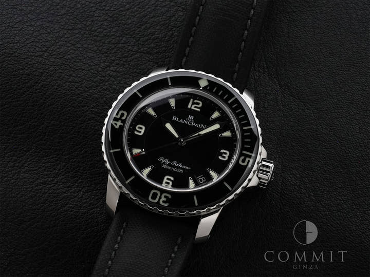 ブランパン フィフティ ファゾムス オートマティック Ref.5015-1130-52A ステンレススチール ブラック文字盤 美品 xpsyn8uu