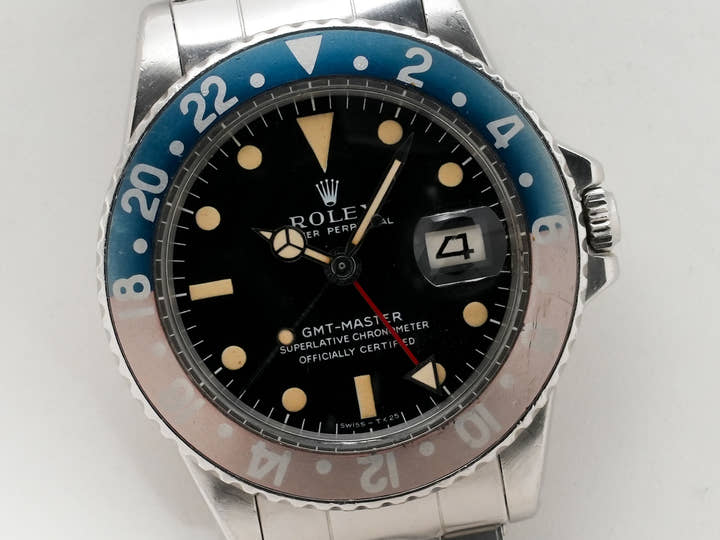 ロレックス GMTマスター Ref.1675 ステンレススチール ブラック文字盤 オイスターブレスレット 中古 f6ry489j