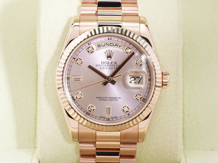 ロレックス デイデイト Ref.118235A ピンクゴールド ピンクx10Pダイヤ文字盤 美中古 ax73qhh6