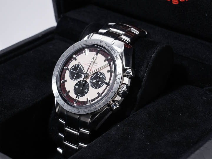 オメガ スピードマスター シューマッハ レジェンド Ref.3853.32 SS アイボリー×ブラック文字盤 中古 ovicbsgu