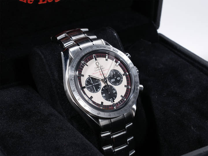 オメガ スピードマスター シューマッハ レジェンド Ref.3853.32 SS アイボリー×ブラック文字盤 中古 ovicbsgu