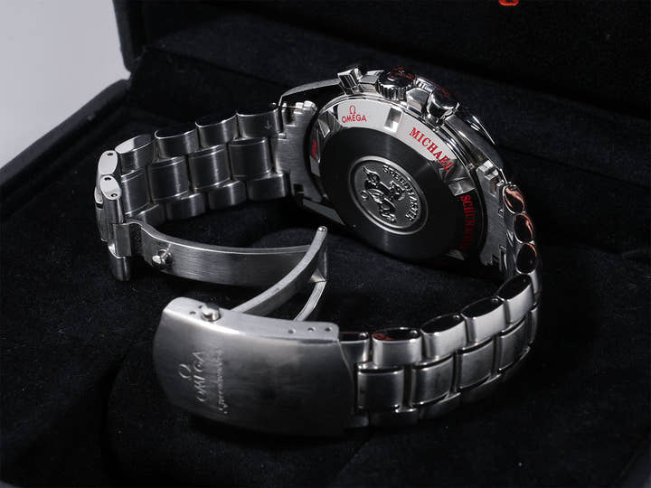 オメガ スピードマスター シューマッハ レジェンド Ref.3853.32 SS アイボリー×ブラック文字盤 中古 ovicbsgu