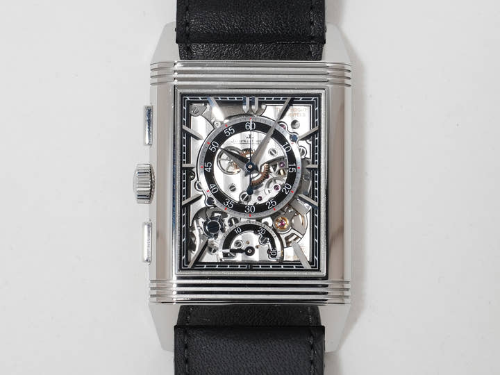 Jaeger-LeCoultre Reverso Tribute Chronograph Ref.Q389848J SS Blue-gray x skeleton dial Good condition 7732rxag