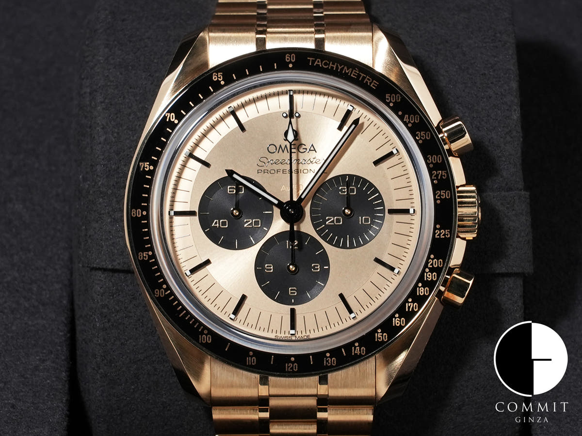 オメガ スピードマスター ムーンウォッチ プロフェッショナル Ref.310.60.42.50.99.002 MOONSHINE GOLD シャンパン文字盤 極美品 rdp52hyg