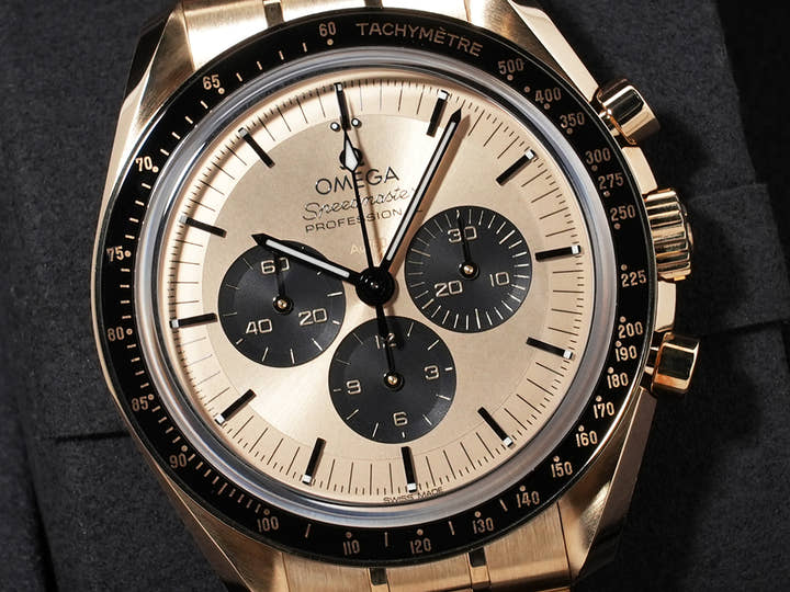 オメガ スピードマスター ムーンウォッチ プロフェッショナル Ref.310.60.42.50.99.002 MOONSHINE GOLD シャンパン文字盤 極美品 rdp52hyg
