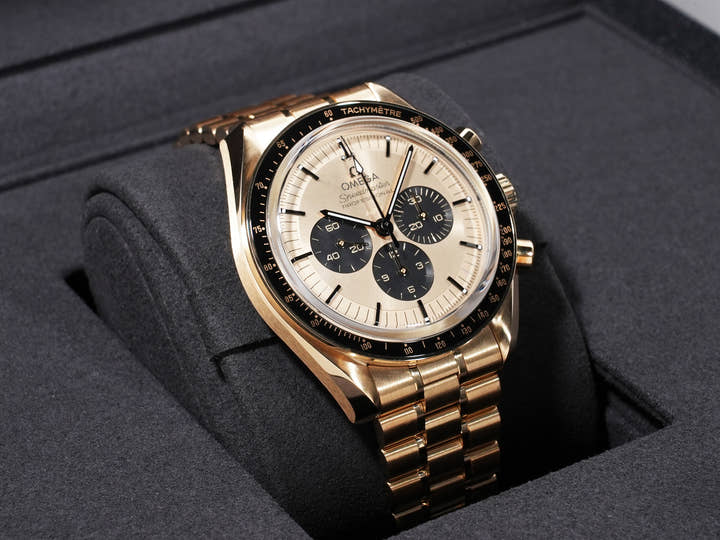 オメガ スピードマスター ムーンウォッチ プロフェッショナル Ref.310.60.42.50.99.002 MOONSHINE GOLD シャンパン文字盤 極美品 rdp52hyg