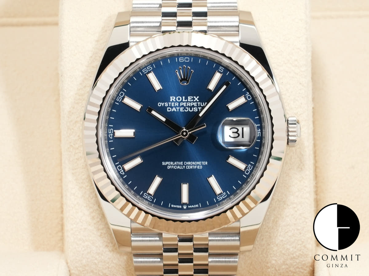 Rolex Datejust 41 Ref. 126334 Stainless Steel/White Gold Bright Blue Dial Jubilee Bracelet