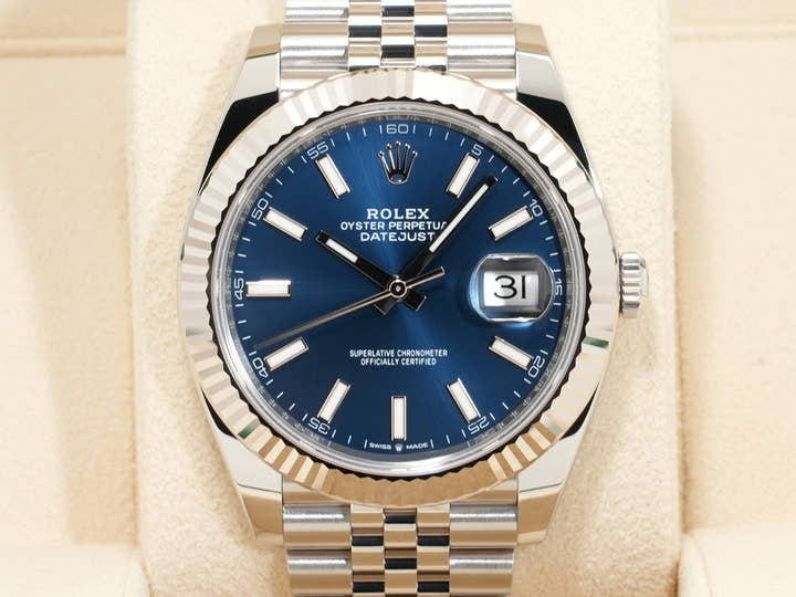 Rolex Datejust 41 Ref. 126334 Stainless Steel/White Gold Bright Blue Dial Jubilee Bracelet