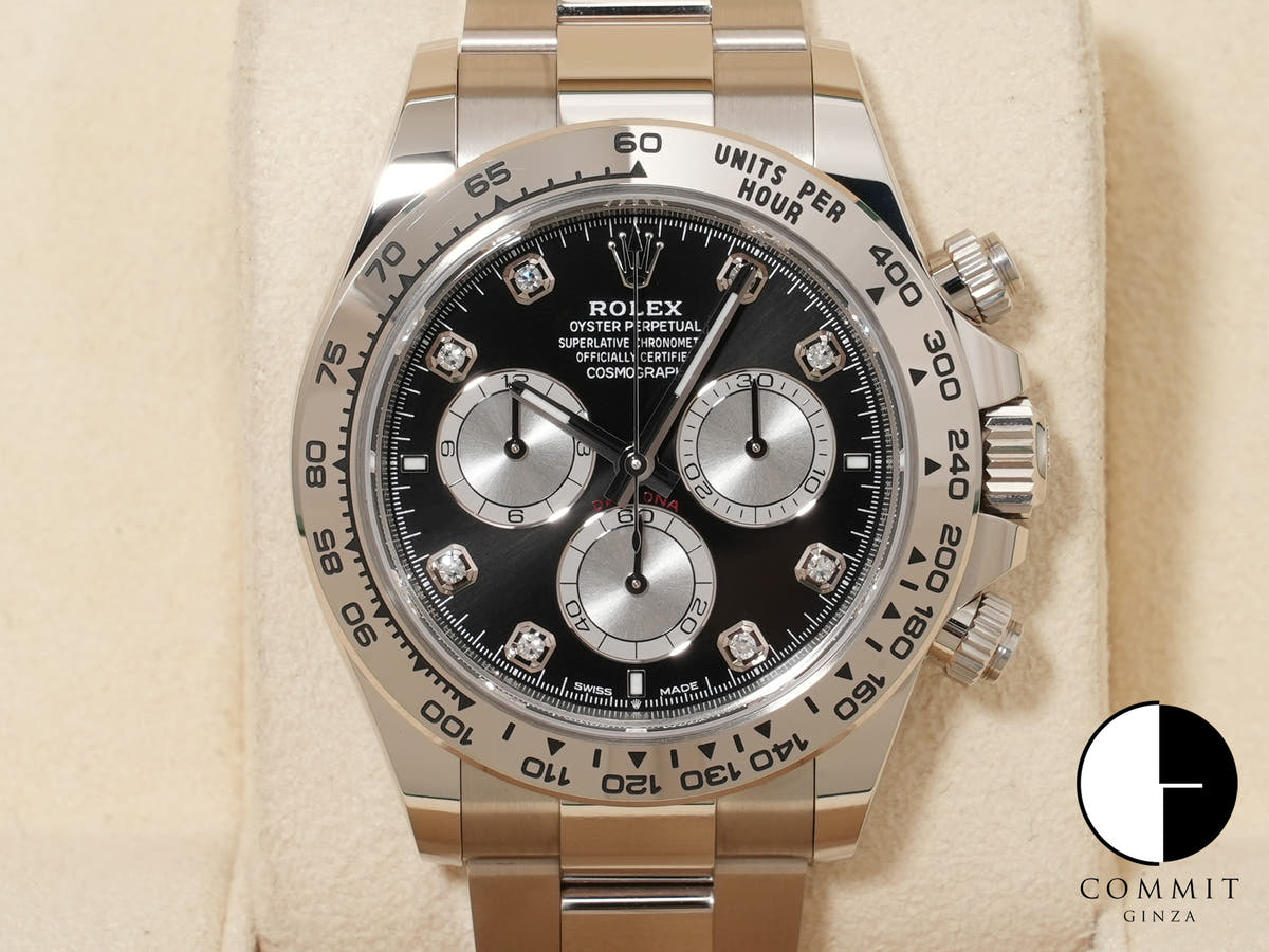 ロレックス デイトナ Ref.126509G ホワイトゴールド ブライトブラックxスチールx8Pダイヤ文字盤