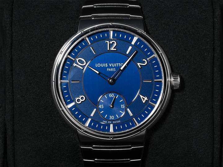 ルイヴィトン タンブール オトマティック Ref.W1ST20 ステンレススチール ブルー文字盤 極美品 az78fd92