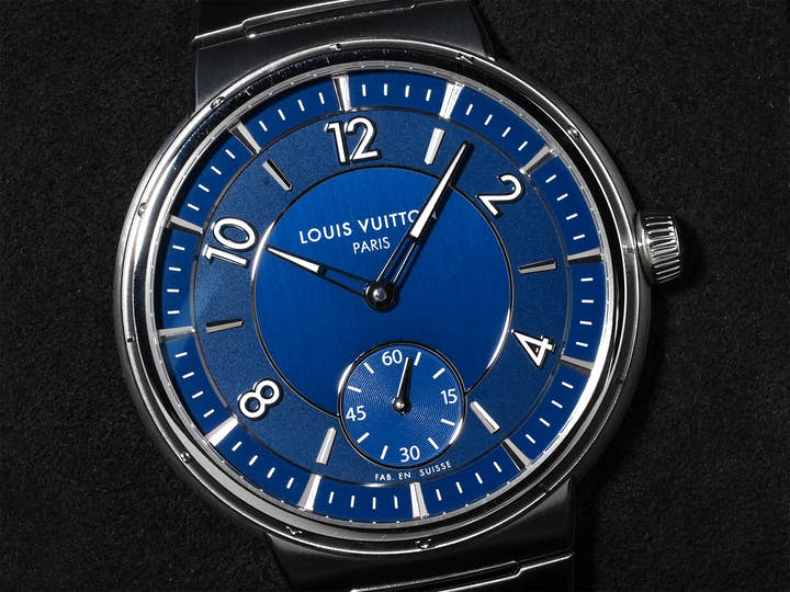 ルイヴィトン タンブール オトマティック Ref.W1ST20 ステンレススチール ブルー文字盤 極美品 az78fd92