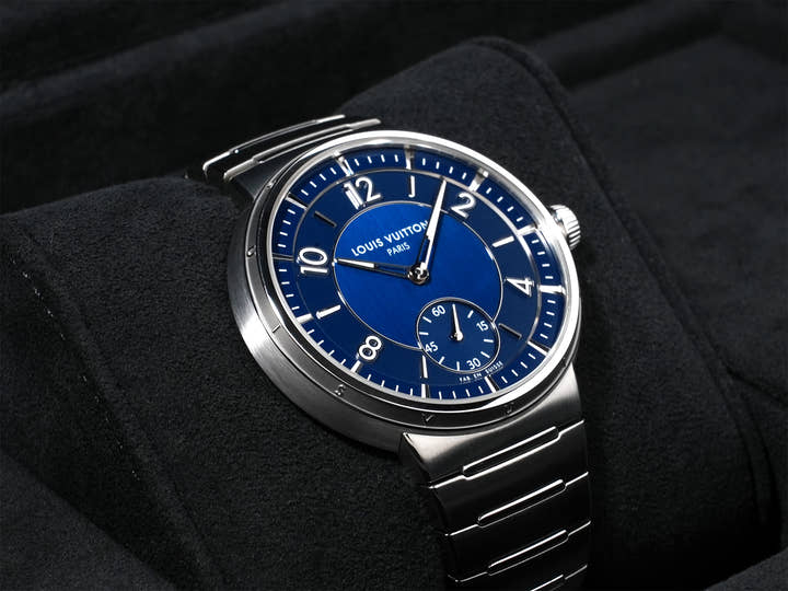 ルイヴィトン タンブール オトマティック Ref.W1ST20 ステンレススチール ブルー文字盤 極美品 az78fd92