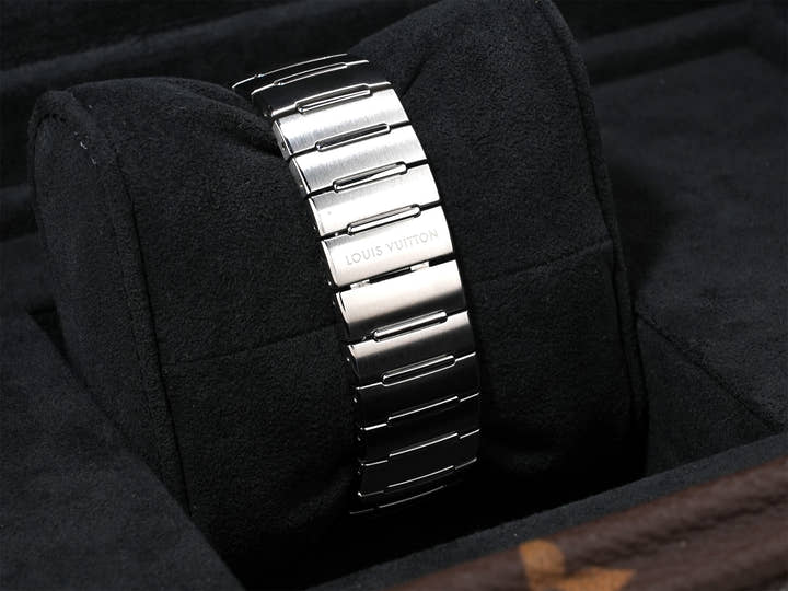 ルイヴィトン タンブール オトマティック Ref.W1ST20 ステンレススチール ブルー文字盤 極美品 az78fd92