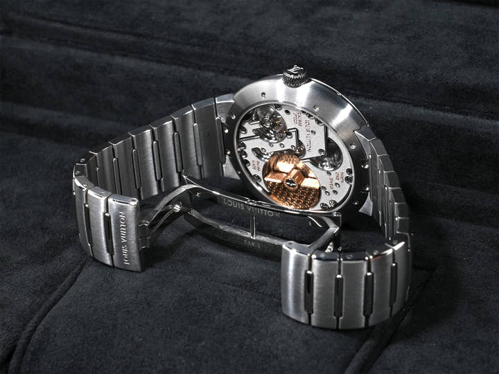 ルイヴィトン タンブール オトマティック Ref.W1ST20 ステンレススチール ブルー文字盤 極美品 az78fd92