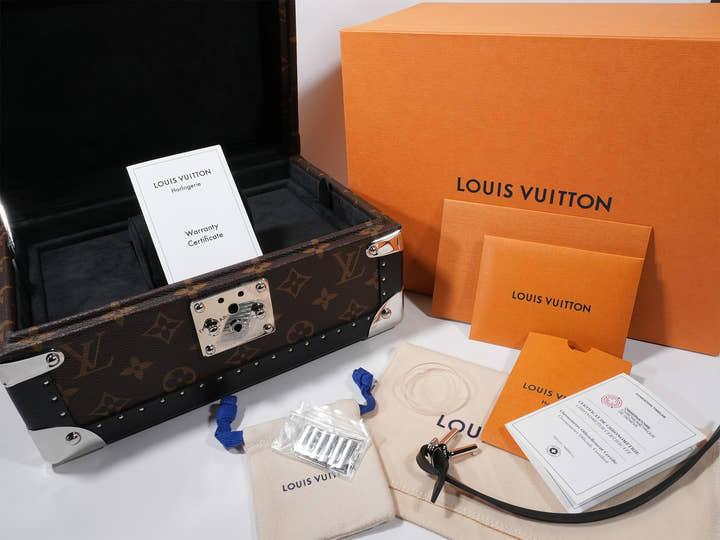 ルイヴィトン タンブール オトマティック Ref.W1ST20 ステンレススチール ブルー文字盤 極美品 az78fd92