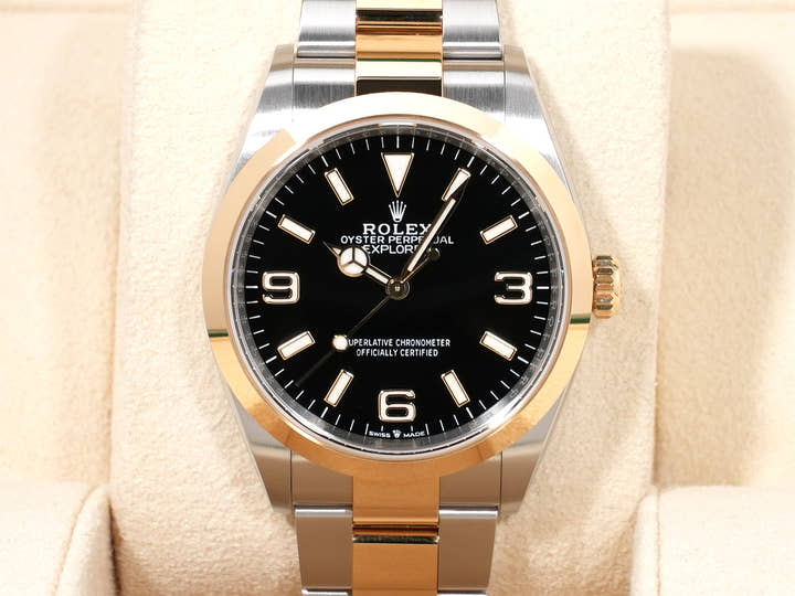 ロレックス エクスプローラー36 Ref.124273 ステンレススチール/イエローゴールド ブラック文字盤