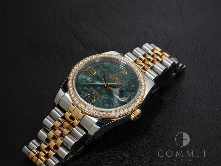 ロレックス デイトジャスト Ref.116243 ステンレススチール/イエローゴールド グリーンフラワー文字盤 ジュビリーブレスレット
