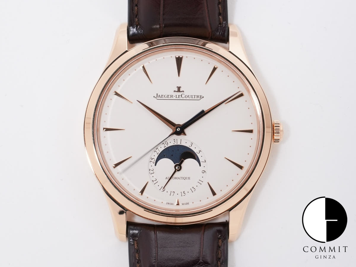 ジャガールクルト マスター ウルトラスリム ムーンフェイズ Ref.Q1362510 18KPG エッグシェルベージュ文字盤 美中古 curswbda