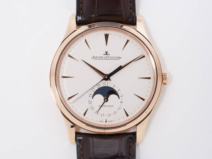 ジャガールクルト マスター ウルトラスリム ムーンフェイズ Ref.Q1362510 18KPG エッグシェルベージュ文字盤 美中古 curswbda