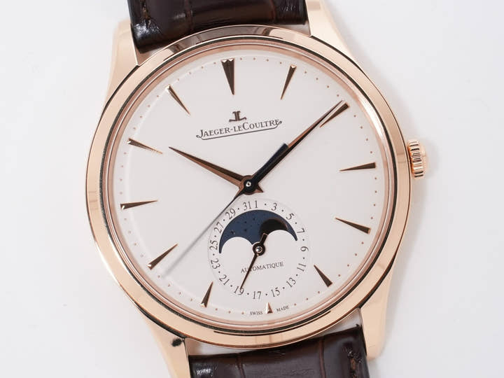 ジャガールクルト マスター ウルトラスリム ムーンフェイズ Ref.Q1362510 18KPG エッグシェルベージュ文字盤 美中古 curswbda