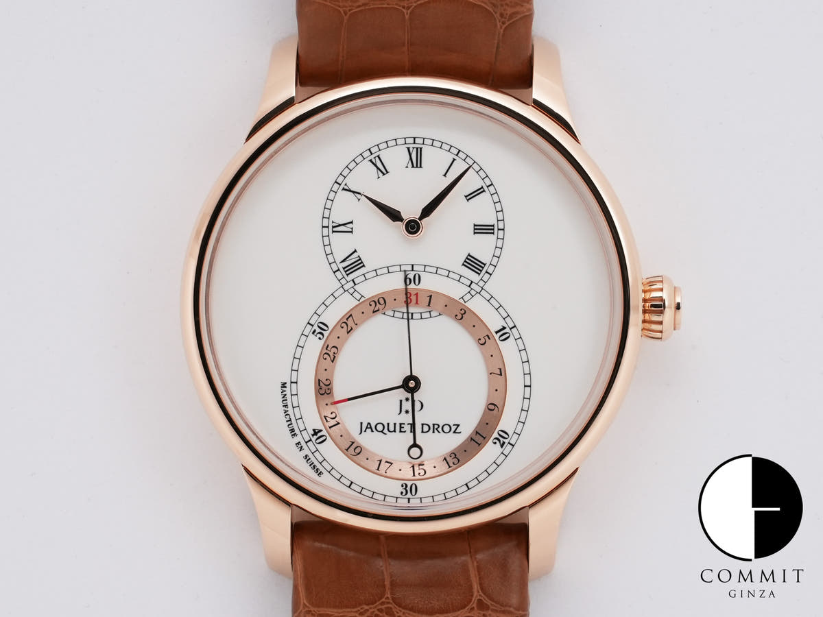 ジャケドロー グラン・セコンド カンティエーム アイボリーエナメル Ref.J007023200 ローズゴールド アイボリーエナメル文字盤 美中古 433mokmg